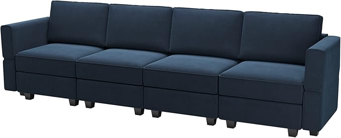 Belffin Modular Sofa Couch with Storage Seats Sectional Sofa Velvet Sofas for Living Room Blue