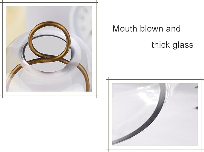 20" High Versatile Modern Metal Hurricane Lantern with Handmade Sturdy Glass Dome for Pillar Candle & Plants (Brass, 7.5"x20")