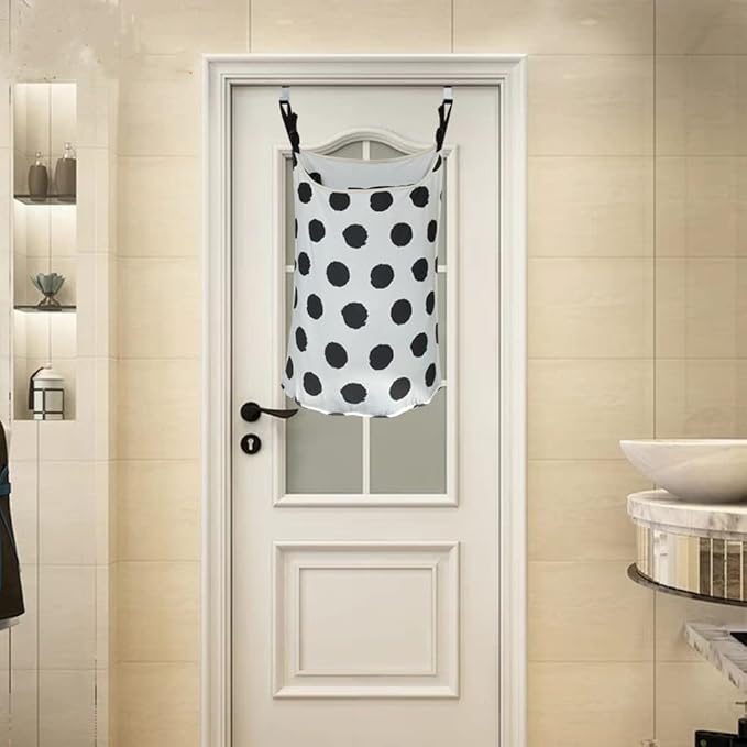 Adjustable Space Saving Door Hanging Laundry Hamper Bag Dorm Laundry Bag,Wide Open Top Over The Door Laundry Hamper with Free Hanging Hooks