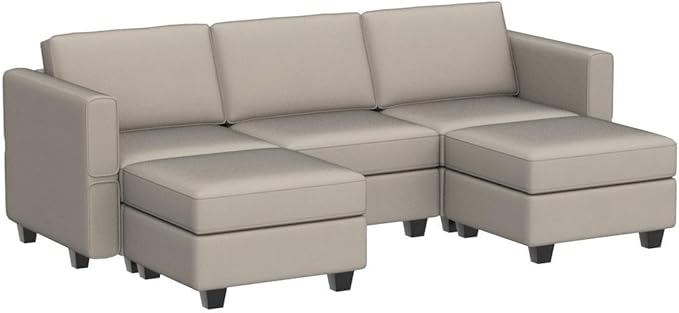 Belffin Modular Sectional Sofa with Double Chaise Velvet U Shaped Sofa Reversible Sectional Couch with Storage Grey