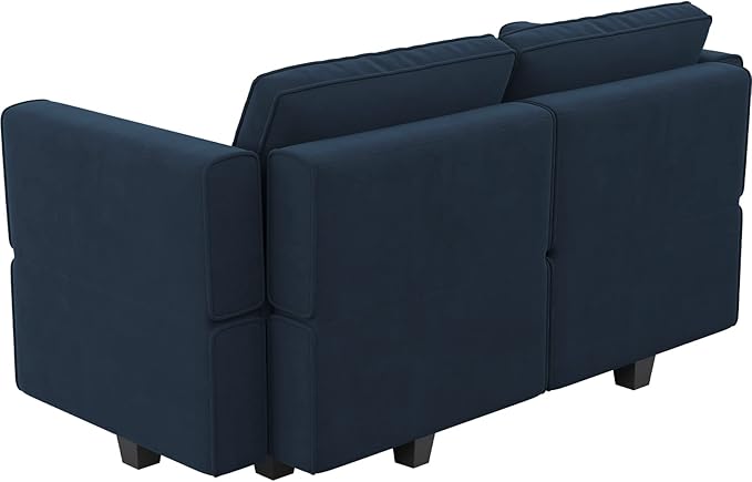 Belffin Modular Loveseat Sofa Couch with Storage Seats Velvet 2 Seater Love Seats for Small Spaces Blue