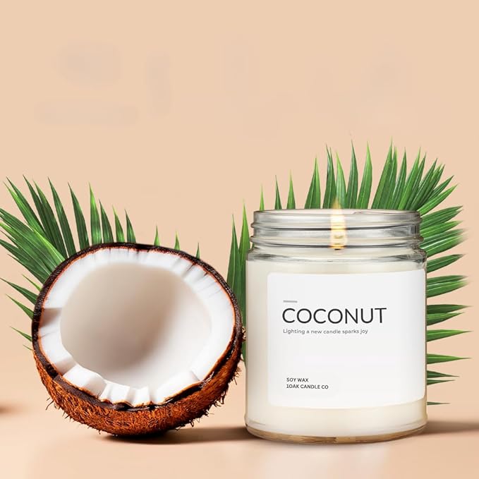 1OAK Soy Wax Scented Candle (Coconut) - Long Burning Premium Hand-Poured (7oz.)
