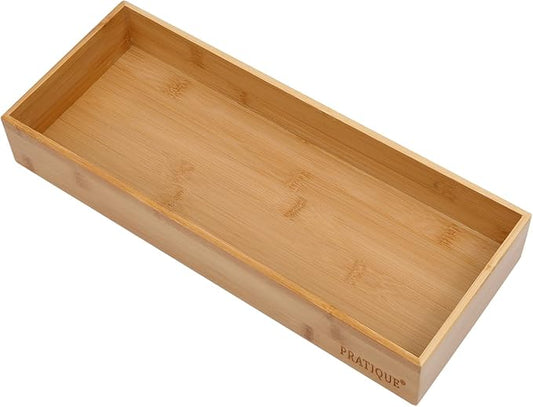 Bamboo Drawer Organizer - Kitchen Utensil Organizer Silverware Tray Cutlery Holder，Office Desk Supplies and Accessories (15X5.9X2.6 inch)