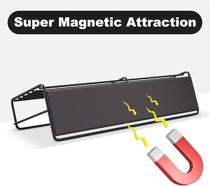 2 Pack Magnetic Spice Rack Organizer, Space Saver for Refrigerator and Microwave Oven, Magnetical Fridge Shelf for Jars, Seaoning, tins and Utensils Black