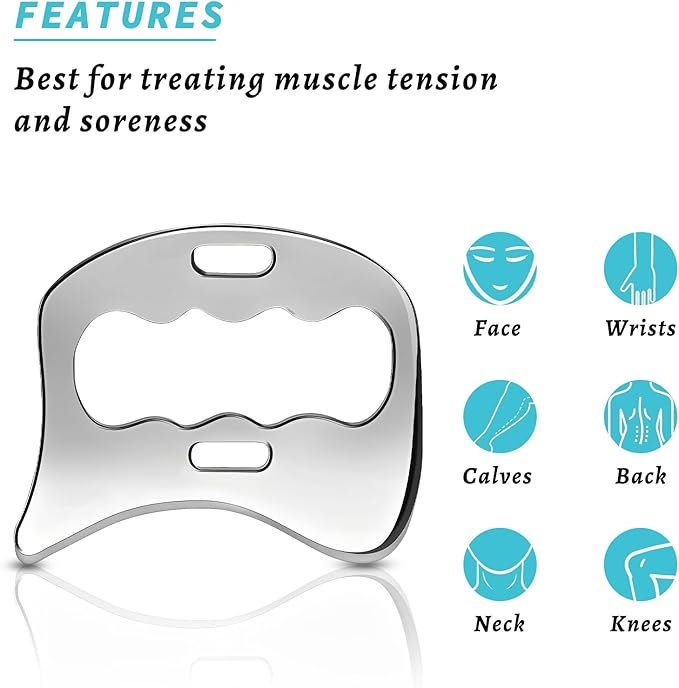 3-in-1 Stainless Steel Gua Sha Muscle Scraper Tool, IASTM Tools, Myofascial Scraping Tools for Physical Therapy, Lymphatic Drainage Massager, Soft Tissue Massage Tool