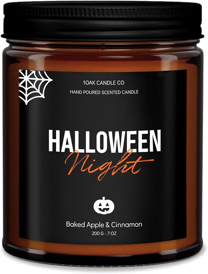 1OAK Halloween Candles Scented - 7oz, Baked Apple Cinnamon - Spooky Candles - Gothic Décor Decorations - Halloween Gifts for Women, Men - Horror Candle