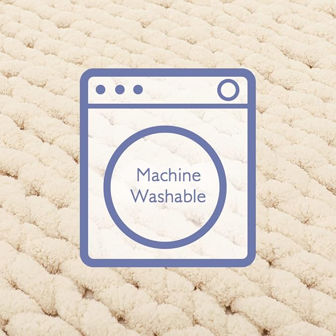 Bigacogo Chunky Knit Throw Blanket for Couch, 40x60 inches, 100% Hand Knitted with Thick Jumbo Chenille Yarn, Cozy Soft Large Rope Knot Cable Crochet Blankets for Sofa Bed Living Room, Beige