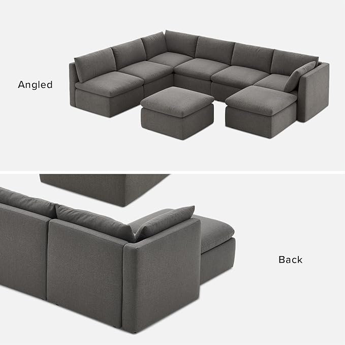 mopio Oversized Modular Sectional Sofa with Fully Removable Covers and Storage, Convertible U, L-Shaped and Sleeper Sectional, Modern Couches with Ottoman Chaise (Stone Gray Fabric, 8 Seats, U)