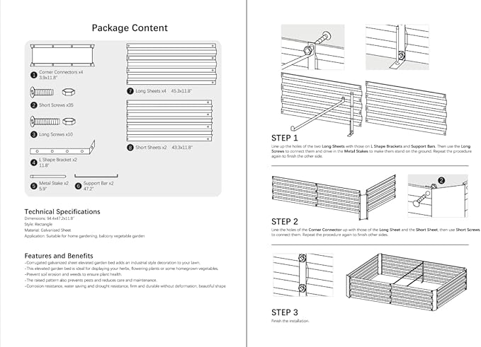 8x4x1ft Metal Raised Garden Bed Kit，Galvanized Garden Bed Box for Vegetables, Flowers, Herbs, and Succulents,240 Gallon Capacity - Green