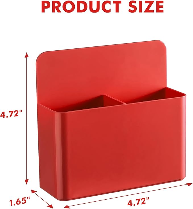 BEYGORM 2 Pack Plastics Magnetic Pen Holder for Refrigerator, Dry Erase Marker Holder for Whiteboard，Magnet School Locker Organizer Accessories, Pencil Cup, Pen Caddy, Classroom Organization(Red)