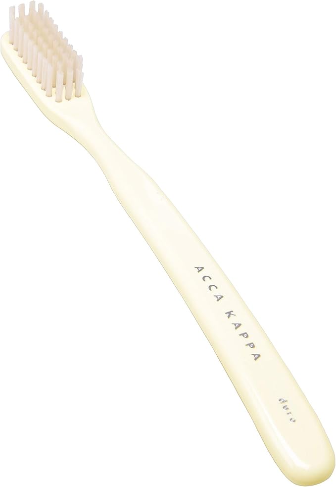 Acca Kappa Vintage White Toothbrush Hard Nylon Bristles Retro-Style Ergonomic Handle