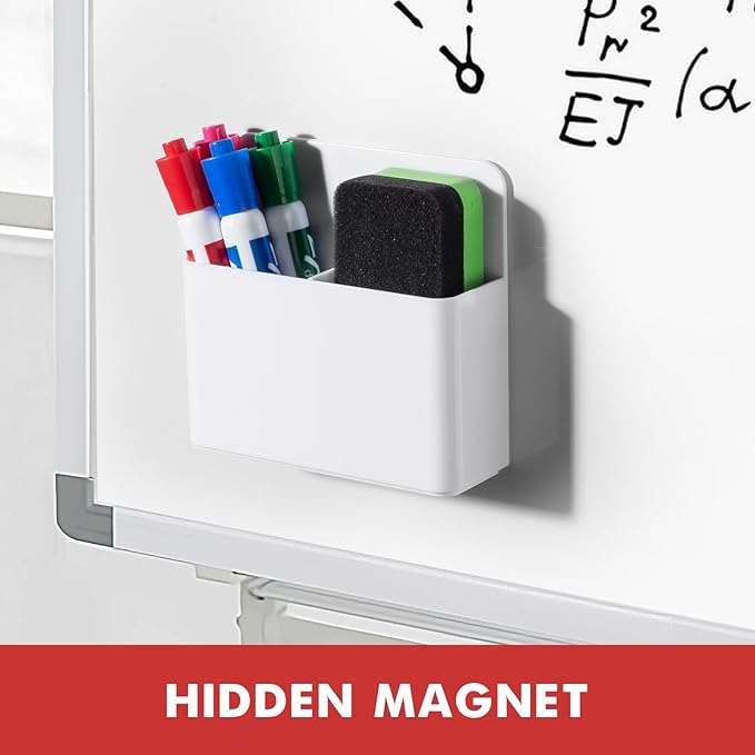 BEYGORM 2 Pack Plastics Magnetic Pen Holder for Refrigerator, Dry Erase Marker Holder for Whiteboard，Magnet School Locker Organizer Accessories, Pencil Cup, Pen Caddy, Classroom Organization(White)