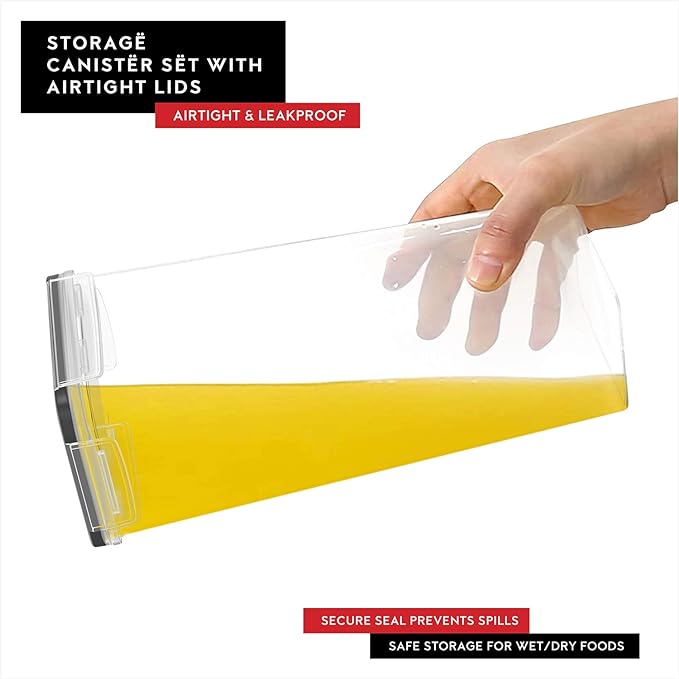 Airtight Food Storage Containers with Lids Set of 4-95 fl. oz Pasta storage Containers, BPA Free Plastic Spaghetti container - Air Tight Canisters for Kitchen Pantry Organization