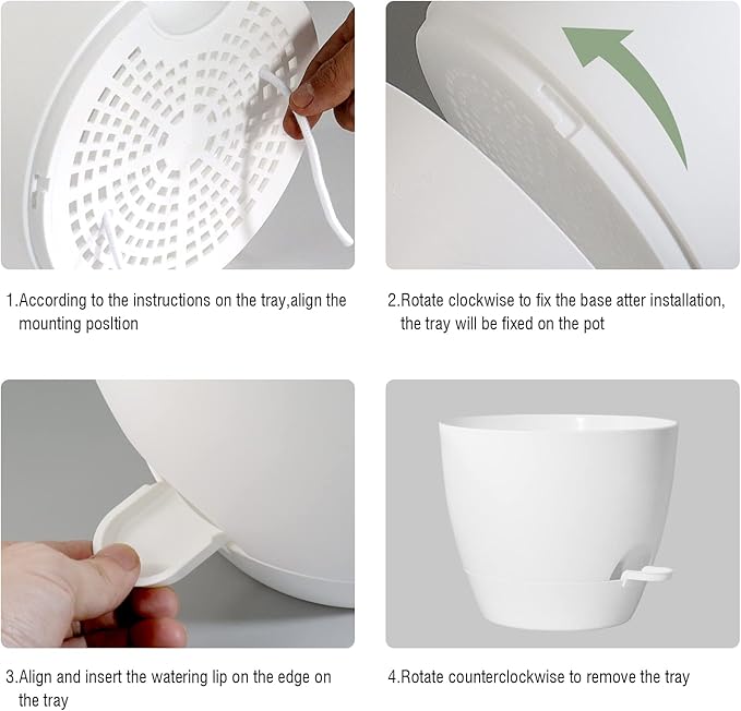 8 inch Hanging Planters, 2 Pack Self Watering Hanging Pots with 20oZ Deep Reservoir for Indoor Outdoor Plants Flowers, White