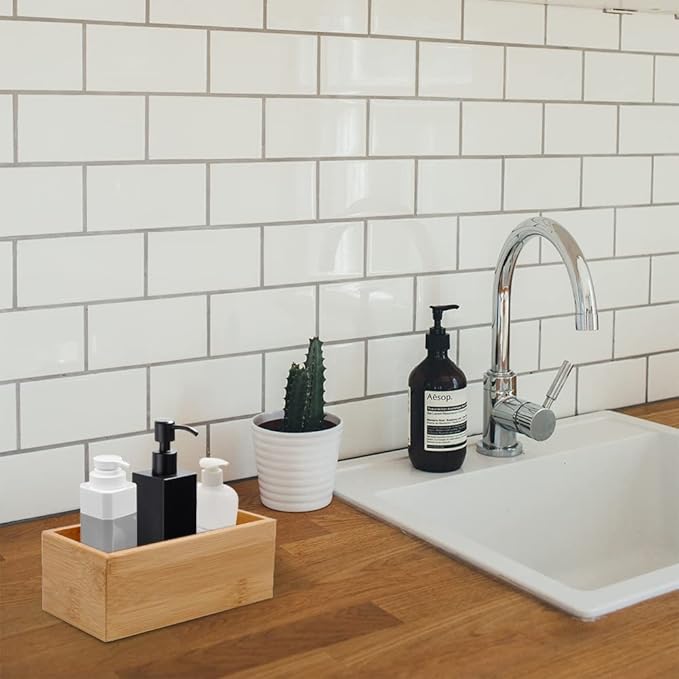 Bamboo Drawer Organizer - Kitchen Utensil Organizer Silverware Tray Cutlery Holder，Office Desk Supplies and Accessories (12x3x2.6 inch)