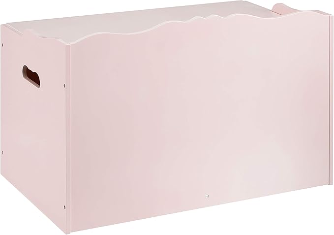 Amazon Basics Kids Toy Box, Wooden Organizer Storage Chest, Pink, 30" x 18" x 19"