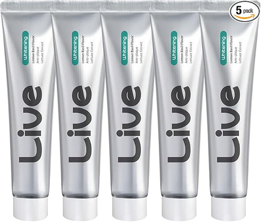 Live Orals Whitening Toothpaste 20g x 5 Units - Fluoride-Free Stain Removal, Strengthens Enamel, Natural Ingredients, Fresh Mint Flavor