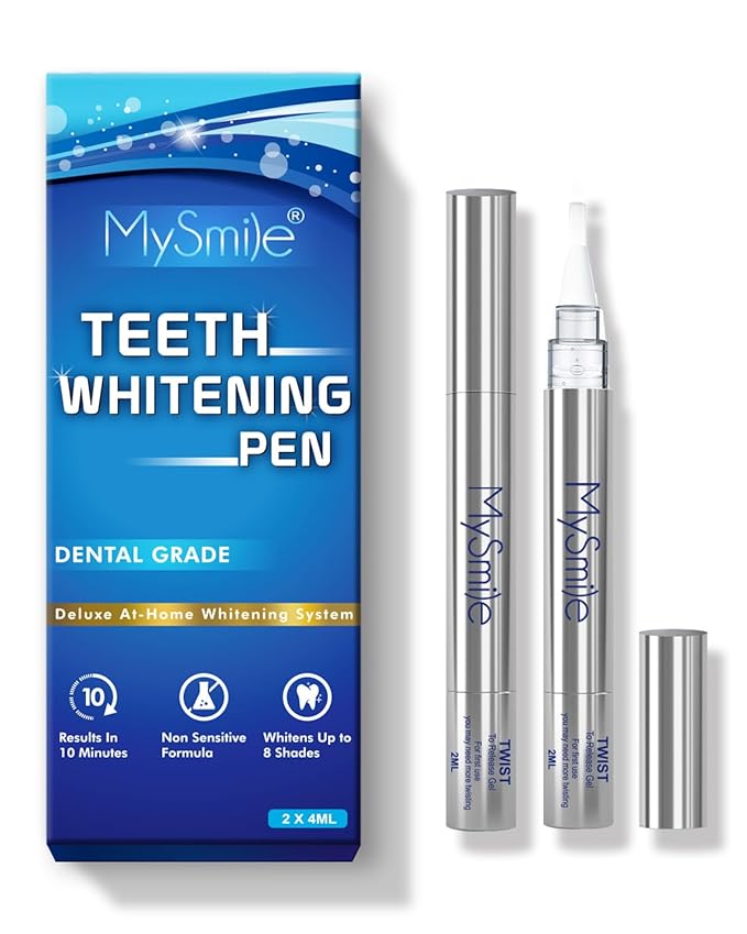 MySmile Non-Sensitive Teeth Whitening Pen Mint Gel Enamel Safety 8ML 30+ Treatments Fast Remove 20 Years of Stains Care Oral Bright Smile Alternative Teeth Whitening Strips ﻿