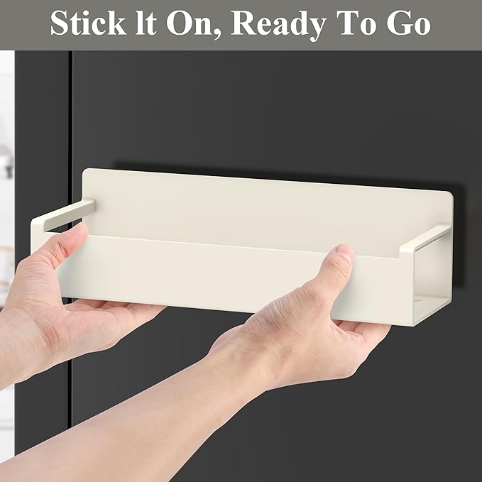 4 Pack Magnetic Spice Rack Organizer for Refrigerator and Oven, Cream White Fridge Organizers and Storage for Kitchen