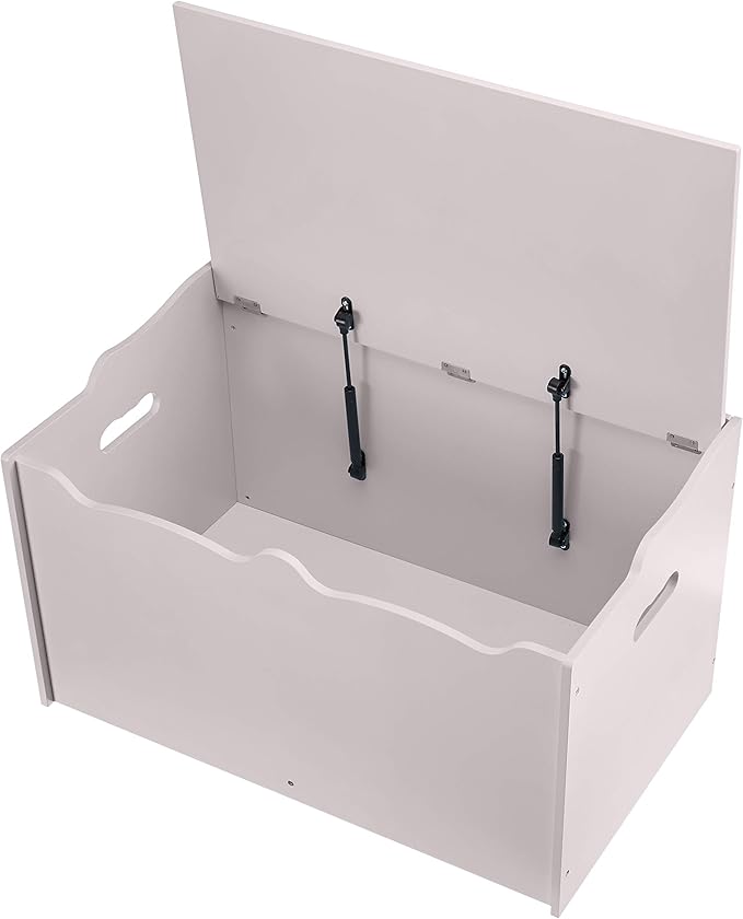 Amazon Basics Kids Toy Box, Wooden Organizer Storage Chest, Gray, 30" x 18" x 19"