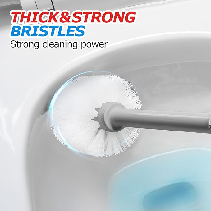 2Pack 2 in 1 Toilet Brush and Plunger Set, Extended Handle Plunger，Toilet Bowl Brush Plunger Set,Bathroom Cleaning Tools ，Toilet Brush Plunger Combo，Cleaning Brush，Cleaning Supplies（Dark Grey）