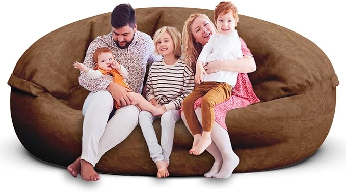 Bean Bag Chair for Adults 7FT,Soft Removable Cover for Teens/Girls Bedroom,Fluffy Giant Round Floor Beanbag Lounger Chairs (No Filler,Deep Coffee)