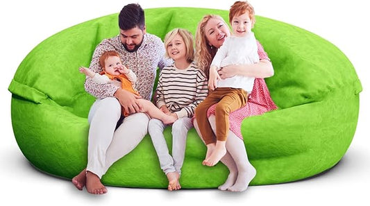 Bean Bag Chair for Adults 7FT,Soft Removable Cover for Teens/Girls Bedroom,Fluffy Giant Round Floor Beanbag Lounger Chairs (No Filler,Green)