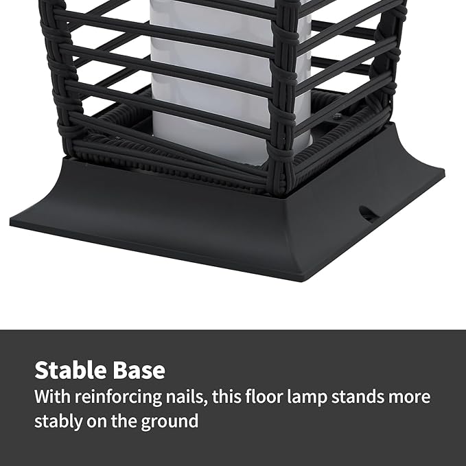 2 Pieces Outdoor Floor Lamp Weather-Resistant Outdoor Wicker Light Solar Powered Lantern Deck Lights for Patio Yard Garden