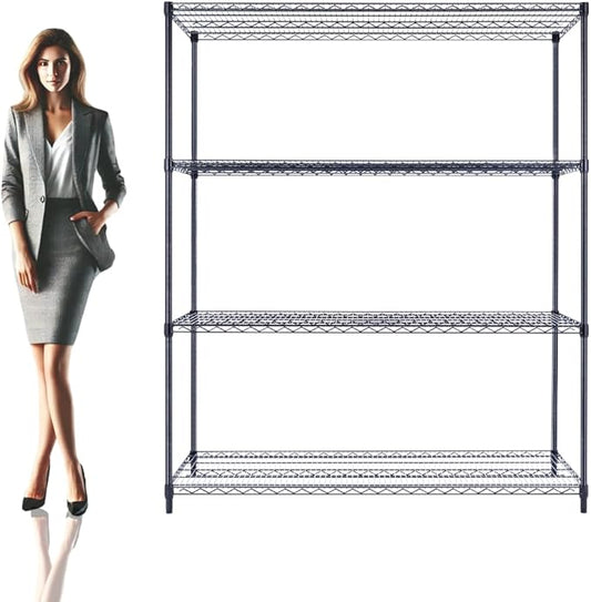60"x24"x72" Premium Metal Steel 4-Tier Wire Shelving NSF 3200 LBS MAX Capacity Heavy Duty Storage Rack for Hospitals, Schools, Commercial Spaces, and Garages w/Premium Wheels