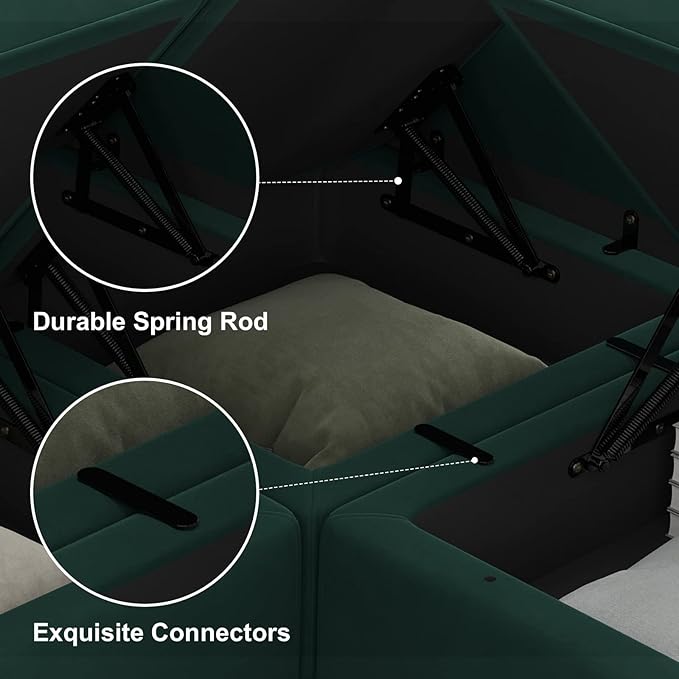 Belffin Modular Sectional Couch U Shaped Sofa with Storage Seat Reversible Sectional Sofa Couch with Chaise Velvet Green