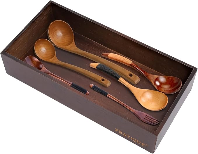 Bamboo Drawer Organizer - Kitchen Utensil Organizer Silverware Tray Cutlery Holder，Office Desk Supplies and Accessories,12 * 5.9 * 2.6,Nut-brown
