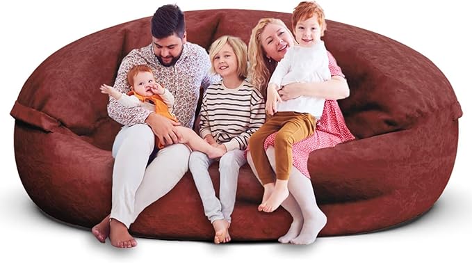 Bean Bag Chair for Adults 7FT,Soft Removable Cover for Teens/Girls Bedroom,Fluffy Giant Round Floor Beanbag Lounger Chairs (No Filler,Claret)