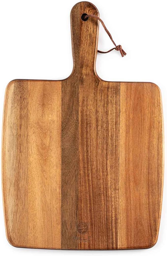 Acacia Wood Cutting Board - Wooden Kitchen Cutting Board for Meat, Cheese, Bread,Vegetables &Fruits- Charcuterie Board Cheese Serving Board with Handle (15.3"x10.2")