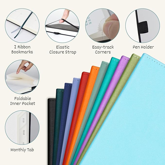 BEZEND Planner 2025-2026 Weekly and Monthly, 8.5" x 11" Academic Calendar (Jul 25-Dec 26) Vertical Daily Appointment with Hourly Timeslot & Monthly Tab, PU Leather Hardcover - Red