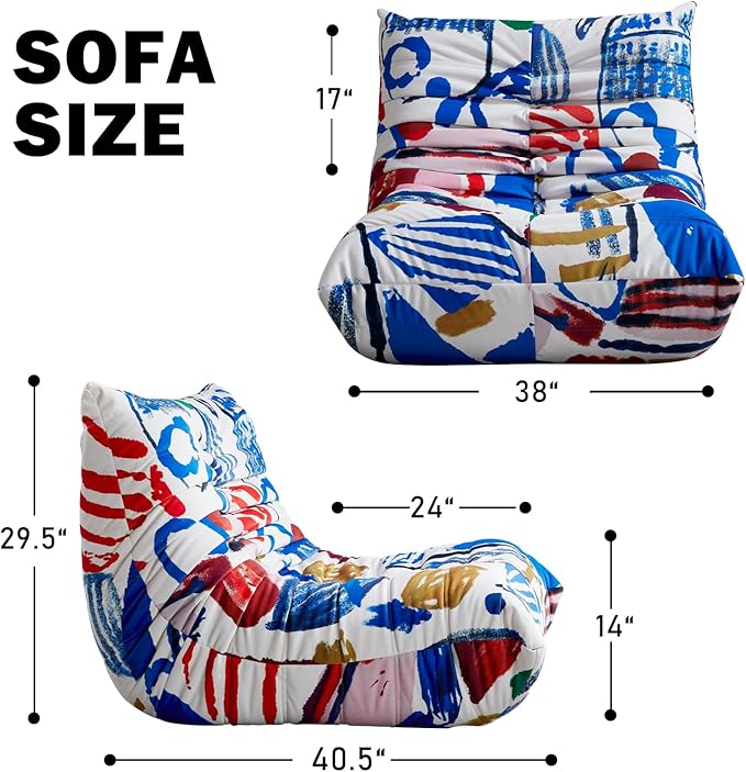 Bean Bag Chair, Fireside Chair Bean Bag Sofa Large Bean Bag Chair for Adults, Bean Bag Chairs for Teens with High Density Comfortable Foam, Memory Foam Bean Bag for Living Room, Bedroom (Multicolor)