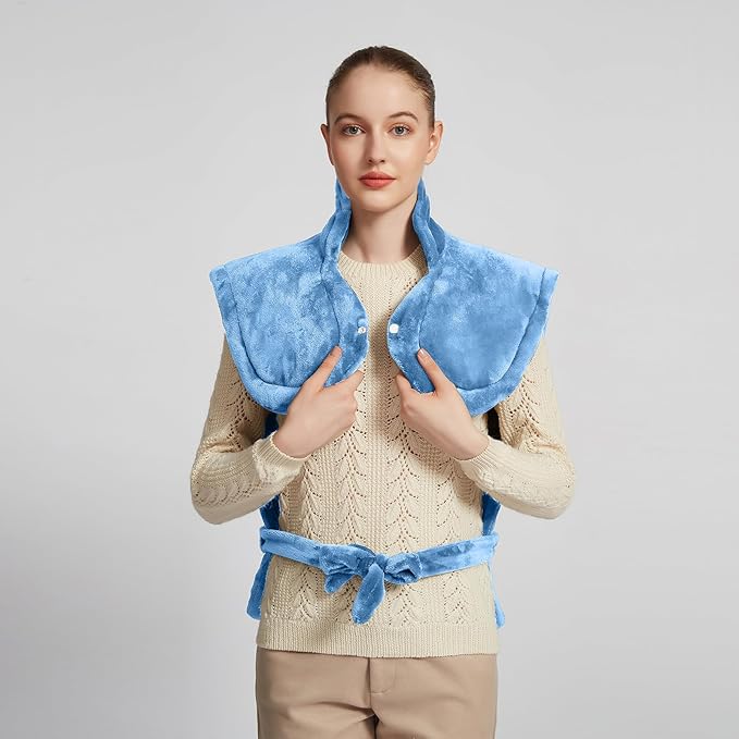 26" x 35" Flannel Neck&Shoulder&Back Heating Pad with 12 Temperature Settings& Countdown Timer,Pain Relief for Back/Neck/Shoulders/Menstrual Pain, Christmas Gifts for Women Men Mom Dad(Light Blue)