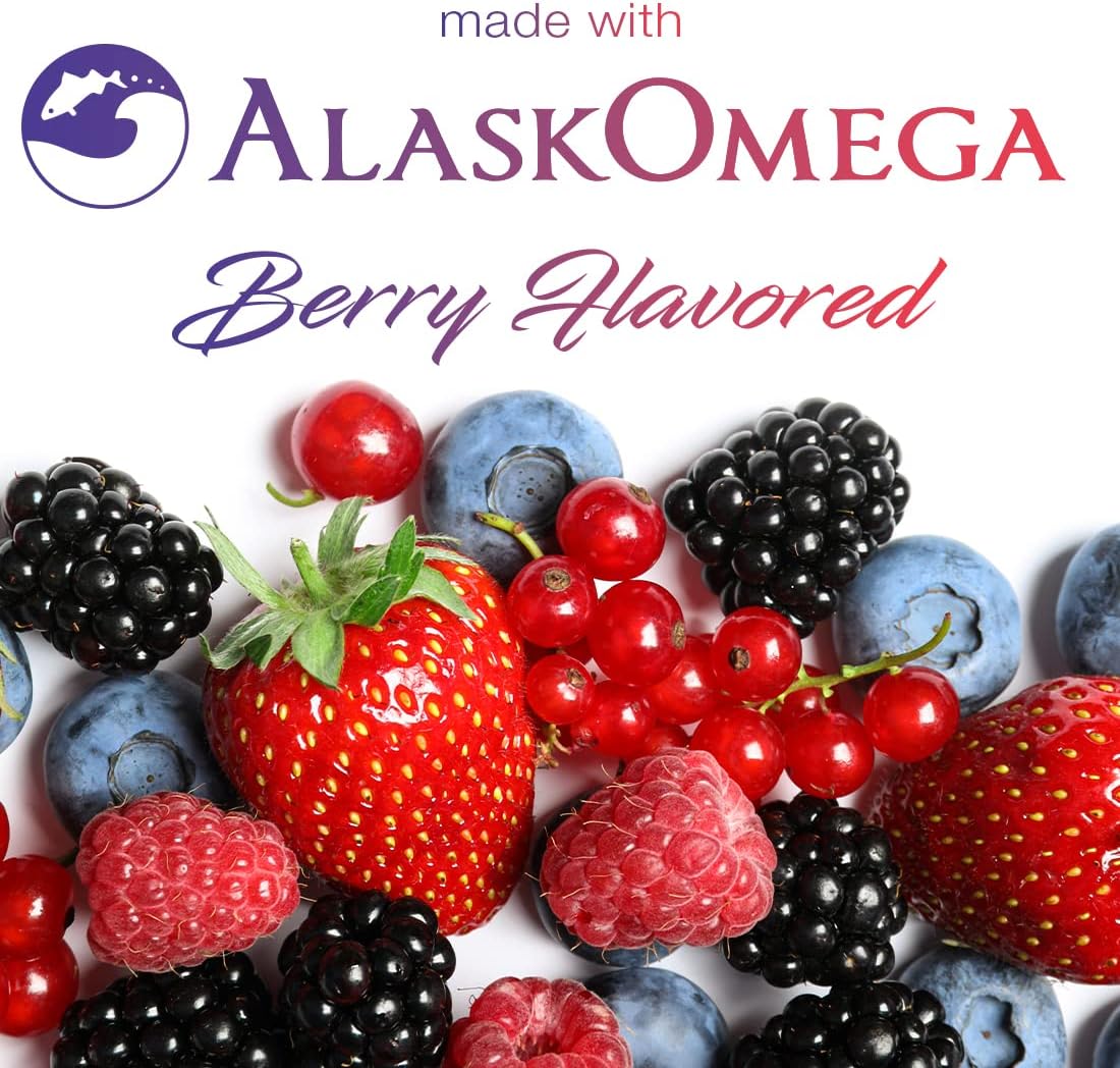 (2 Pack) Smarter Omega 3 Fish Oil, Berry Flavor, Burpless, Tasteless, 2000mg, Potent Triple Strength DHA EPA Brain OMEGA3, Made with AlaskOmega®