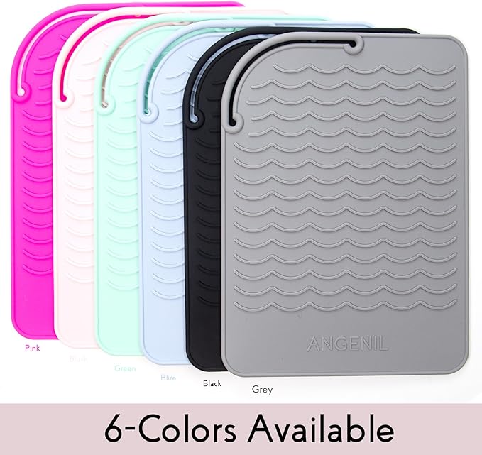 ANGENIL Silicone Heat Mat for Hair Tools - Flat Iron and Curling Iron Pad, Heat-Resistant Travel Case, 9" x 6.5"