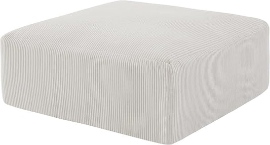 40" Square Stuffed Ottoman Pouf for Sofa Couch, Corduroy Poufs with Foam Chunk Filling, Furry & Fluffy Foot Stool Movable Ottoman. 40 * 40 Floor Poufs Foot Rest for Living Room, Beige