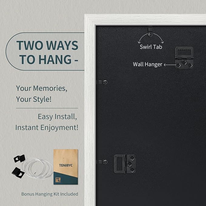 13x19 Picture Frame 3 pk, Textured White Solid Wood Poster Frame, HD Tempered Glass, Wall Gallery Frame