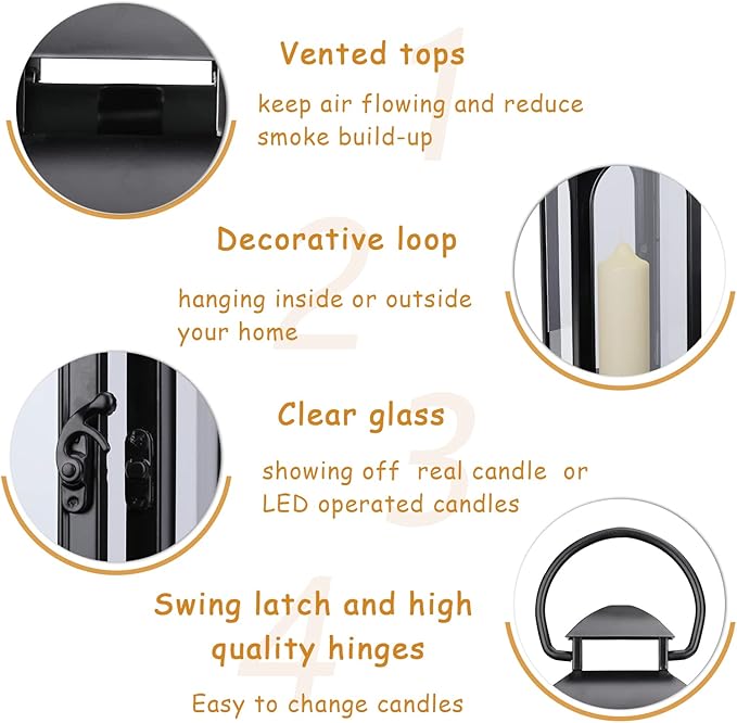 Bdor 20-Inch Metal and Tempered Glass Candle Lantern - Premium Outdoor Lantern, Decorative Lanterns with Handcrafted Design for Patio, Garden & Indoor Decor