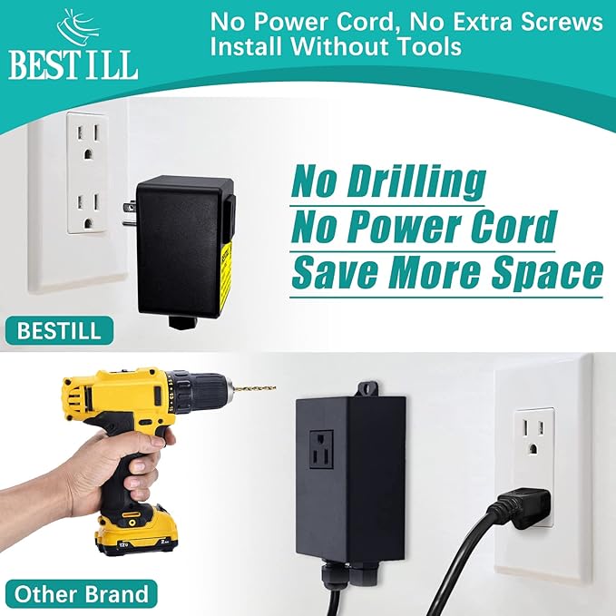 BESTILL Garbage Disposal Air Switch Kit, Square Raised Push Button Ideal for Long Nails, Cordless Sink Top Brass Switch for Food Waste Disposer, Brushed Nickel, Compatible with all Garbage Disposals