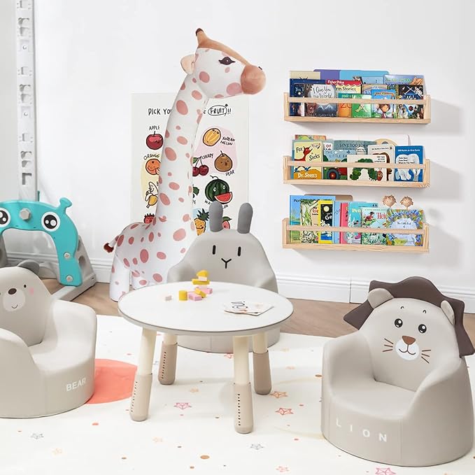 AZSKY Nursery Book Shelves 24 Inch Rustic Natural Wood Floating Shelves,Wall Book Shelves for Farmhouse,Bathroom Décor,Kitchen Spice Rack or Book Shelf Organizer for Home Décor,a Set of 3 Same Sizes