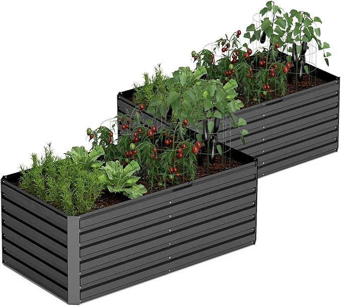 6x3x2 ft Raised Garden Bed, Large Metal Planter Raised Beds, Planters for Outdoor Plants for Vegetables, Flowers, Herbs, Fruits, and Succulents.(2 Pcs)