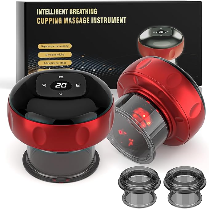 5-in-1 Smart Cupping Therapy Set 2pcs, 12-Level Temperature & Suction Control, Massage Cupping Kit for Targeted Pain Relief, Neck/Shoulder/Back Muscle Soreness & Blood Circulation Improvement