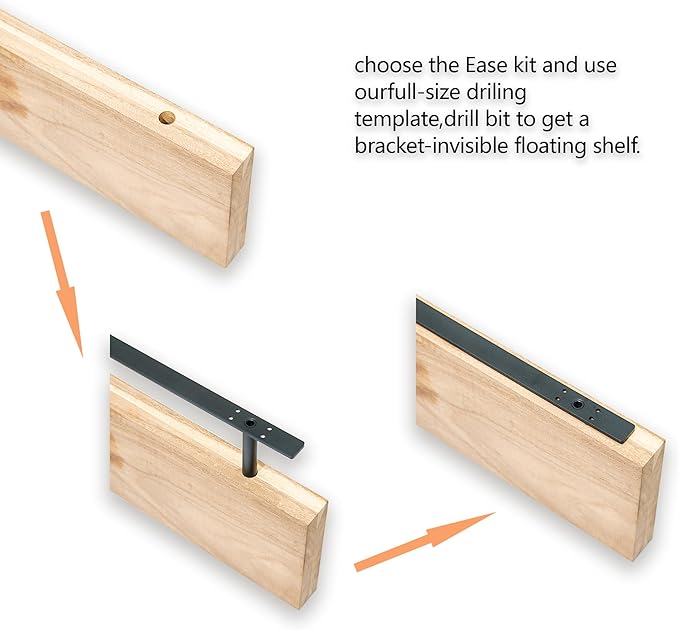 38'' Heavy-Duty Floating Shelf Bracket, Hidden Shelf Bracket for Fireplace Racks and Shelves, if Installed on Studs, max Load of 210 pounds, 38 inches (with Ease kit)