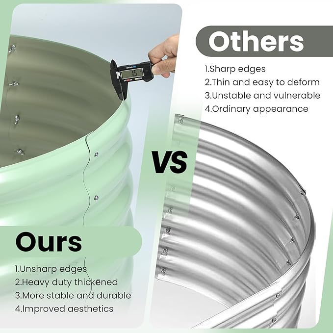 2 Pcs 6x3x2ft Oval Raised Garden Bed, Galvanized Raised Beds,Open-Ended Base Metal Raised Planter Beds,Garden Bed Outdoor,Planter Raised Boxes for Vegetables, Flowers,Tool-Free Asse,Green