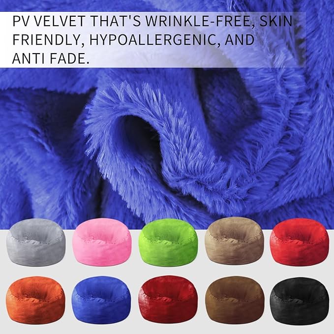 Bean Bag Chair for Adults 6FT,Soft Removable Cover for Teens/Girls Bedroom,Fluffy Giant Round Floor Beanbag Lounger Chairs (No Filler,Sapphire)