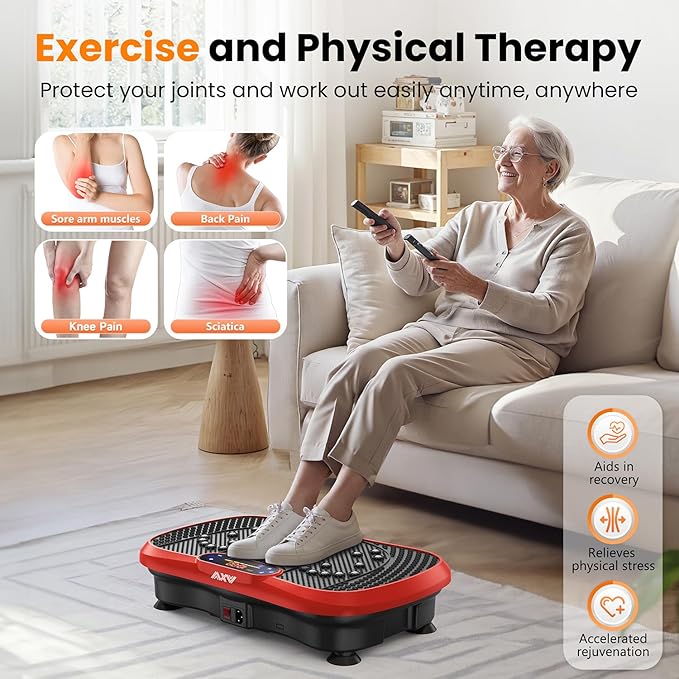AXV Vibration Plate Fitness Platform Exercise Machine Vibrating Lymphatic Drainage Shaking Full Body Shaker Workout Vibrate Stand Shake Board Sport Gym for Weight Loss Fat Burner for Women Men
