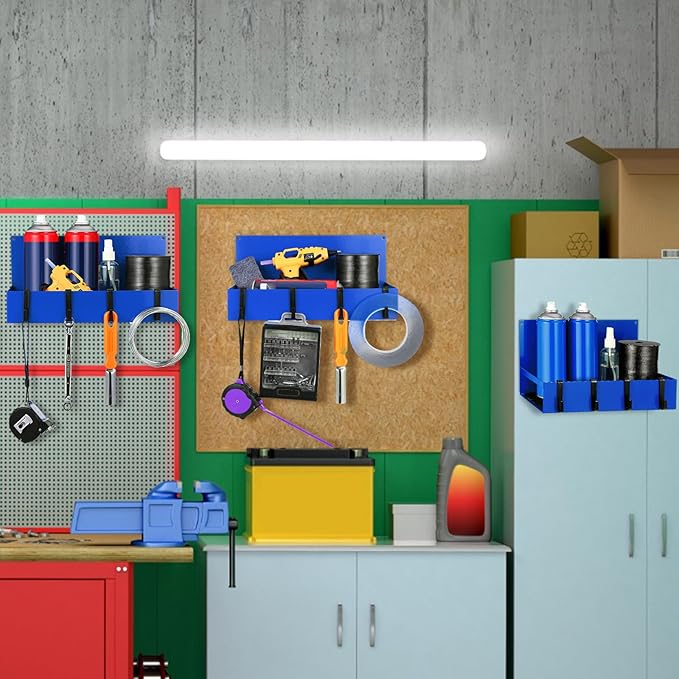 3 Pack Magnet Garage Organizer Magnetic Spice Rack for Refrigerator 20 lb Capacity Shelf Hanging Heavy Duty Magnetic Fridge Side for Organize Garage Tools(Blue)